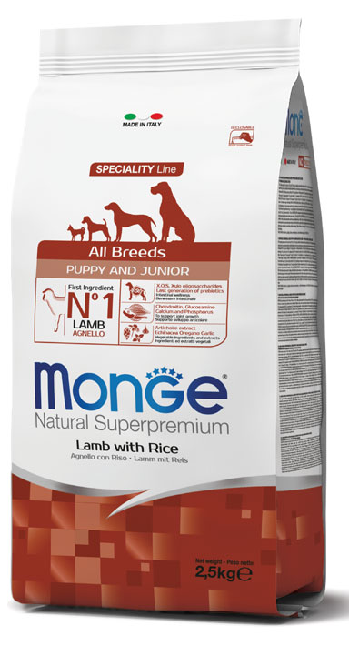 MONGE ALL BREEDS PUPPY AGNELLO & RISO 2500 G - Parafarmacia Mostacciano