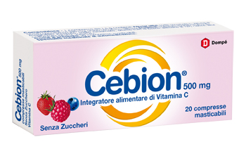 CEBION MASTICABILE SENZA ZUCCHERO VITAMINA C 500 MG 20 COMPRESSE - Parafarmacia Mostacciano