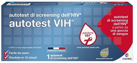 AUTOTEST VIH SCREENING DELL'HIV CONTIENE 1 AUTOTEST + SOLUZIONE + BISTURI + CEROTTO + GARZA + SALVIETTA DISINFETTANTE - Parafarmacia Mostacciano