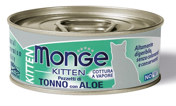 MONGE NATURAL QUALITY GATTO MONGE JELLY PEZZETTI TONNO BONITO/ALOE KITTEN 80 G - Parafarmacia Mostacciano