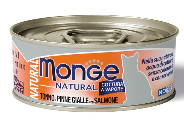 MONGE NATURAL QUALITY GATTO MONGE NATURAL TONNO DEL PACIFICO CON SALMONE 80 G - Parafarmacia Mostacciano