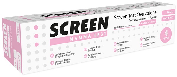 TEST RAPIDO CHE RILEVA TRAMITE URINA L'ORMONE LH INDIVIDUANDO IL PERIODO DI OVULAZIONE 4 PEZZI SCREEN MAMMA TEST OVULAZIONE - Parafarmacia Mostacciano