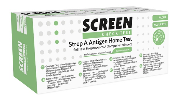 TEST RAPIDO CHE RILEVA LO STREPTOCOCCO A TRAMITE TAMPONE FARINGEO SCREEN CHECK TEST STREPTOCOCCO 2 PEZZI - Parafarmacia Mostacciano