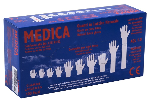 GUANTI LATTICE CON POLVERE LARGE 100 PEZZI - Parafarmacia Mostacciano