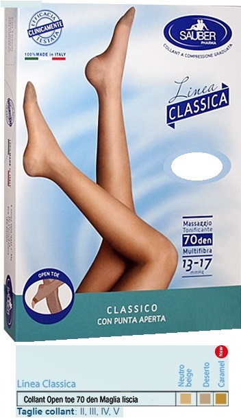 SAUBER COLLANT OPEN TOE MAGLIA LISCIA 70 DEN COLORE NEUTRO BEIGE TAGLIA 5 LINEA CLASSICA - Parafarmacia Mostacciano