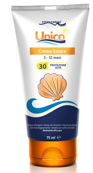 UNICO CREMA SOLARE 3-12 MESI PROTEZIONE ALTA SPF 30+ 75 ML - Parafarmacia Mostacciano