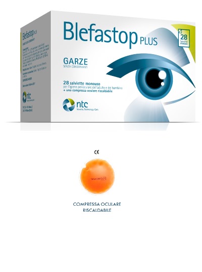 BLEFASTOP PLUS GARZA IN COTONE PIEGATA CON FILO DI BARIO 28 SALVIETTE MONOUSO + 1 COMPRESSA OCULARE RISCALDABILE - Parafarmacia Mostacciano