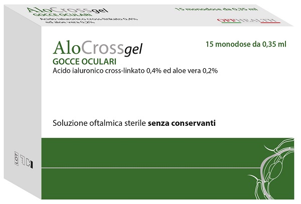 SOLUZIONE OFTALMICA LUBRIFICANTE A BASE DI ACIDO IALURONICO SALE SODICO CROSS LINKATO 0,20% ALOCROSS 15 OFTIOLI 0,35 ML - Parafarmacia Mostacciano