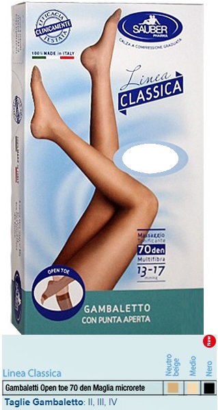 SAUBER GAMBALETTO OPEN TOE MAGLIA MICRORETE 70 DEN COLORE NERO TAGLIA 3 LINEA CLASSICA - Parafarmacia Mostacciano