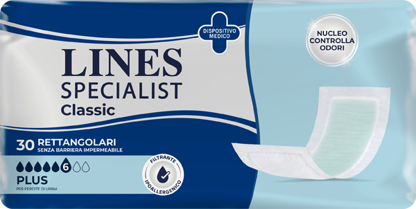 PANNOLONE RETTANGOLARE LINES SPECIALIST CLASSIC SENZA BARRIERA 30 PEZZI - Parafarmacia Mostacciano