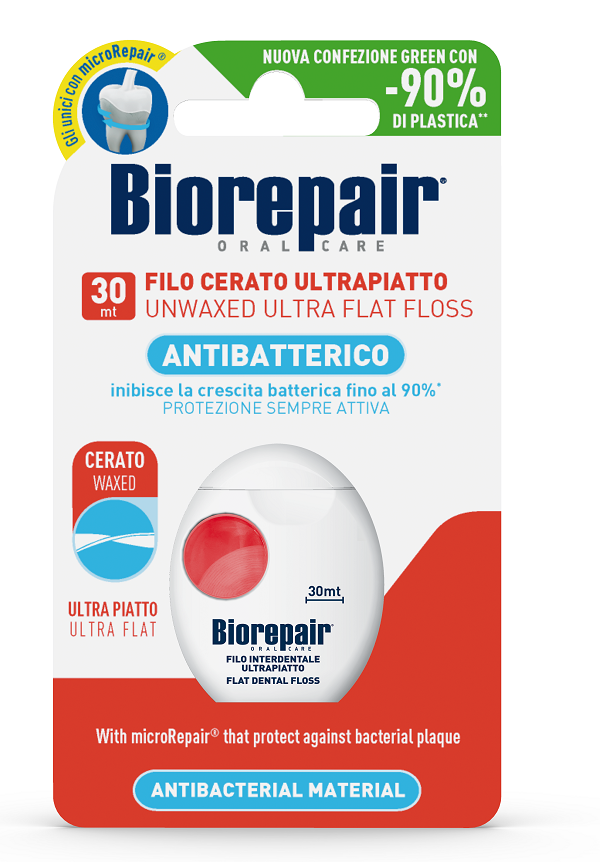 BIOREPAIR ORAL CARE ANTIBATTERICO FILO NON CERATO ULTRAPIATTO DENTI SENSIBILI 25+5 METRI - Parafarmacia Mostacciano