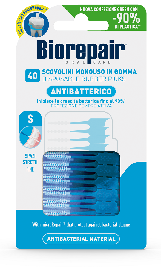 BIOREPAIR ORAL CARE ANTIBATTERICO SCOVOLINI MONOUSO IN GOMMA SPAZI STRETTI 40 PEZZI - Parafarmacia Mostacciano