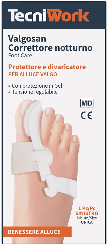 CORRETTORE NOTTURNO PER ALLUCE VALGO SINISTRO MISURA UNICA VALGOSAN 1 PEZZO - Parafarmacia Mostacciano
