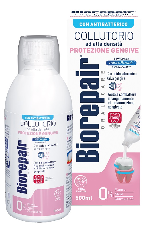 BIOREPAIR ORAL CARE CON ANTIBATTERICO COLLUTORIO AD ALTA DENSITA' PROTEZIONE GENGIVE 500 ML - Parafarmacia Mostacciano