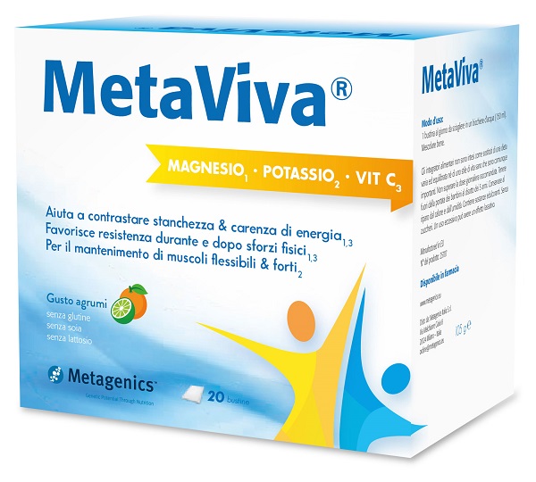 METAVIVA MAGNESIO POTASSIO VITAMINA C 20 BUSTINE - Parafarmacia Mostacciano