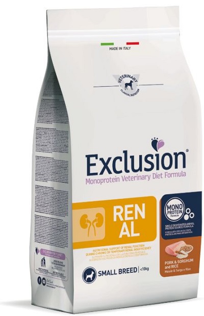 EXCLUSION MONOPROTEIN VETERINARY DIET FORMULA DOG RENAL PORK & SORGHUM AND RICE SMALL 2 KG DRY - Parafarmacia Mostacciano