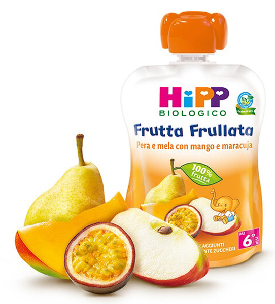 HIPP BIO FRUTTA FRULLATA PERA/MELA CON MANGO E MARACUJA 90 G - Parafarmacia Mostacciano