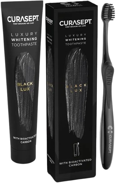 CURASEPT BLACK LUXURY WHITENING DENTIFRICIO 75 ML + SPAZZOLINO - Parafarmacia Mostacciano