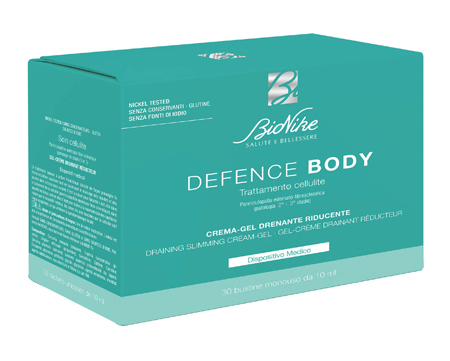 DEFENCE BODY TRATTAMENTO CELLULITE CREMA GEL DRENANTE RIDUCENTE 30 BUSTINE DA 10 ML - Parafarmacia Mostacciano