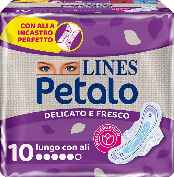 LINES PETALO BLU ASSORBENTE LUNGO CON ALI 10 PEZZI - Parafarmacia Mostacciano