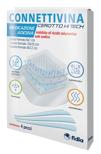 CEROTTO CONNETTIVINA HITECH 4 MISURE MISTE 2 PEZZI 6 X 7 CM + 1 PEZZO 10 X 10 CM + 1 PEZZO 8 X 12 CM - Parafarmacia Mostacciano