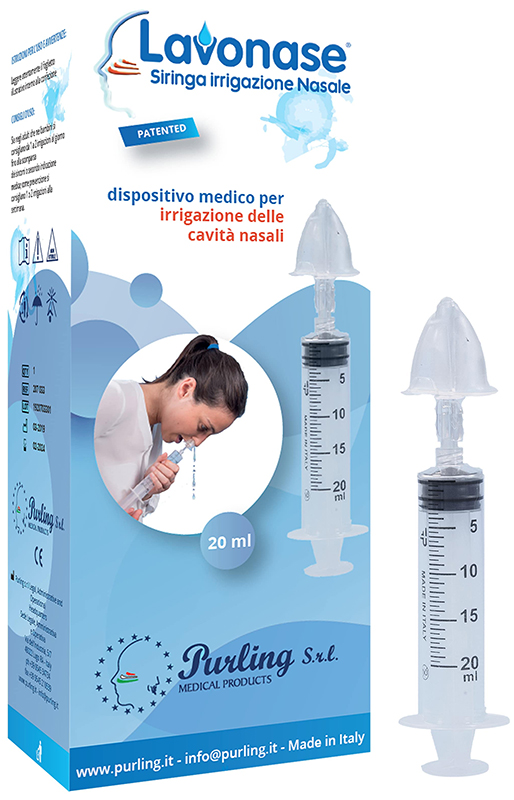LAVONASE IRRIGAZIONE NASALE NON STERILE SIRINGA 20 ML + LUER-LOCK CON CAPPUCCIO + UGELLO NASALE CON RACCORDO LUER-LOCK + PERFORATORE CON VALVOLA NON RITORNO CON TAPPO - Parafarmacia Mostacciano
