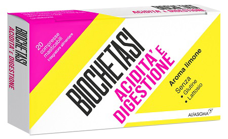 BIOCHETASI DIGESTIONE E ACIDITA' 20 COMPRESSE MASTICABILI AROMA LIMONE - Parafarmacia Mostacciano
