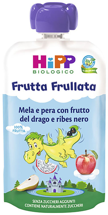 HIPP BIO FRUTTA FRULLATA DRAGONE MELA PERA FRUTTA DEL DRAGO RIBES NERO 90 G - Parafarmacia Mostacciano
