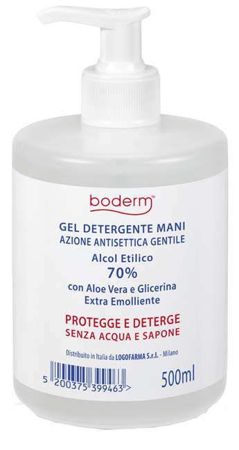 BODERM HAND CLEANSING GEL 70% 500 ML CON DISPENSER - Parafarmacia Mostacciano