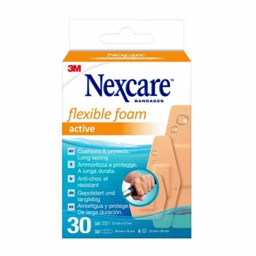 CEROTTO PREPARATO NEXCARE ACTIVE 360 GRADI N1030ASD04 ASSORTITI 3 MISURE 6 CEROTTI 23X28MM + 14 CEROTTI 22X57MM + 10 CEROTTI 28X76MM - Parafarmacia Mostacciano