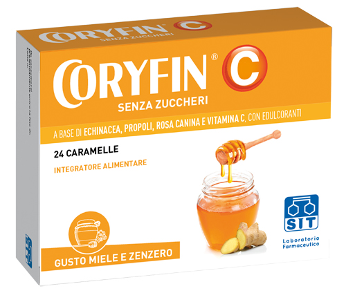 CORYFIN C SENZA ZUCCHERO MIELE ZENZERO 24 CARAMELLE - Parafarmacia Mostacciano