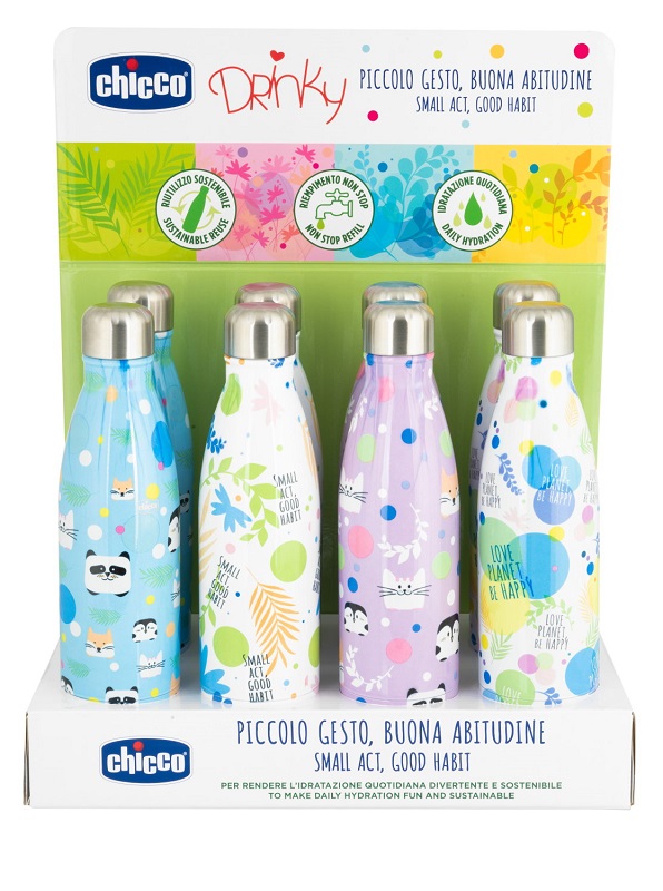 CHICCO BOTTIGLIA INOX DA 500 ML DISPLAY BOX - Parafarmacia Mostacciano