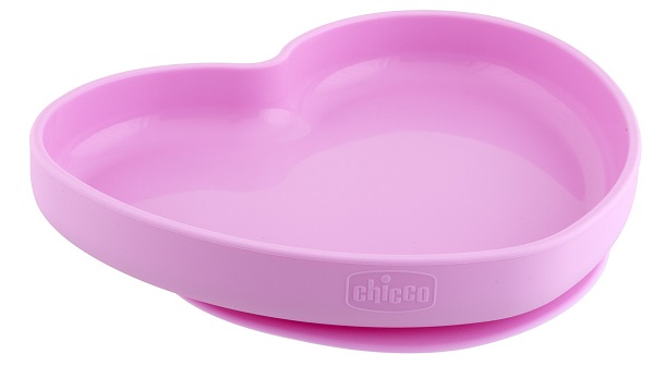 CHICCO PIATTO CUORE VENTOSA SILICONE ROSA - Parafarmacia Mostacciano