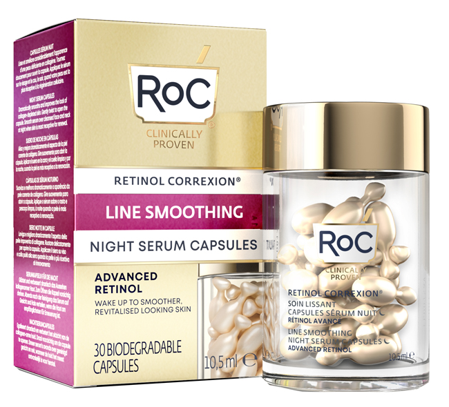 ROC RETINOL CORREXION LINE SMOOTHING SIERO VISO NOTTE 30 CAPSULE - Parafarmacia Mostacciano