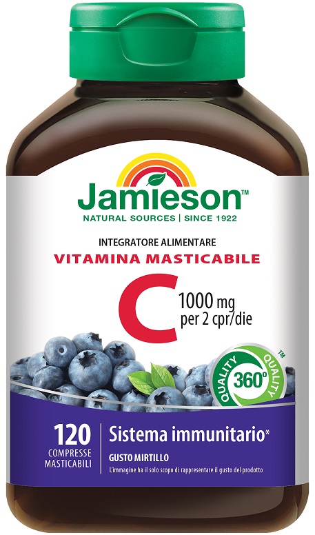 JAMIESON VITAMINA C 1000 MIRTILLO 120 COMPRESSE MASTICABILI - Parafarmacia Mostacciano
