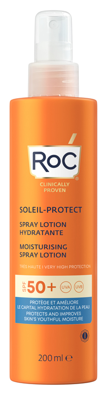 ROC LOZIONE SPRAY SOLARE CORPO SPF 50+ IDRATANTE 200 ML - Parafarmacia Mostacciano