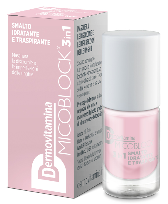 DERMOVITAMINA MICOBLOCK 3 IN 1 SMALTO IDRATANTE E TRASPIRANTE ROSA CHIARO 5 ML - Parafarmacia Mostacciano