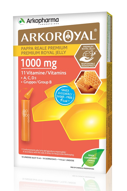 ARKOROYAL PAPPA REALE 1000 MG + VITAMNIE SENZA ZUCCHERO 10 FIALE - Parafarmacia Mostacciano