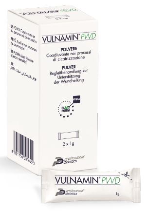 VULNAMIN PWD MEDICAZIONE INTERATTIVA IN POLVERE DI SODIO JALURONATO E AMINOACIDI 2 STICK PACK - Parafarmacia Mostacciano