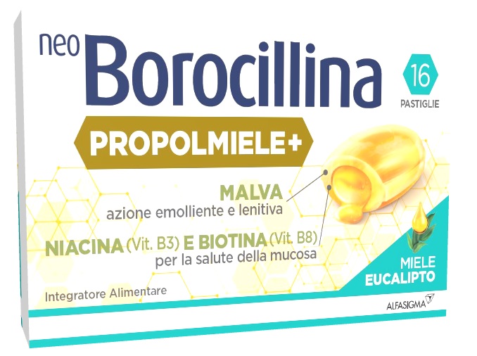 NEOBOROCILLINA PROPOLMIELE+ MIELE/EUCALIPTO 16 PASTIGLIE - Parafarmacia Mostacciano
