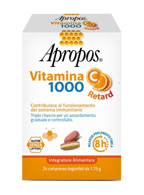 APROPOS VITAMINA C 1000 A RILASCIO PROLUNGATO 24 COMPRESSE DEGLUTIBILI - Parafarmacia Mostacciano