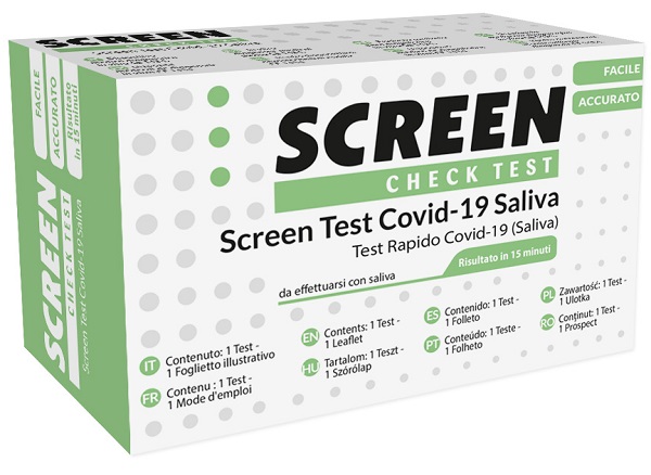 TEST ANTIGENICO RAPIDO COVID-19 SCREEN AUTODIAGNOSTICO DETERMINAZIONE QUALITATIVA ANTIGENI SARS-COV-2 IN CAMPIONI SALIVARI MEDIANTE IMMUNOCROMATOGRAFIA - Parafarmacia Mostacciano