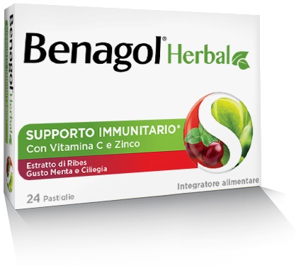 BENAGOL HERBAL MENTA E CILIEGIA 24 PASTIGLIE - Parafarmacia Mostacciano
