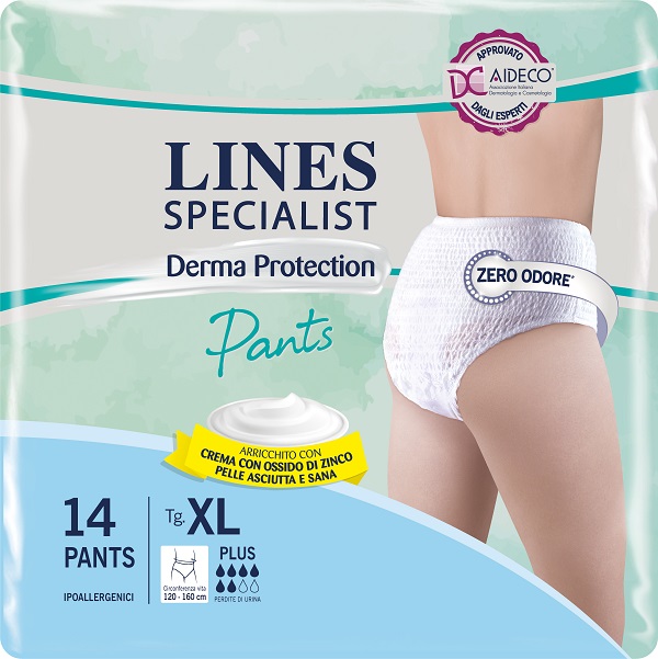 PANNOLONE PER INCONTINENZA LINES SPECIALIST DERMA PANTS PLUS XL 14 PEZZI - Parafarmacia Mostacciano