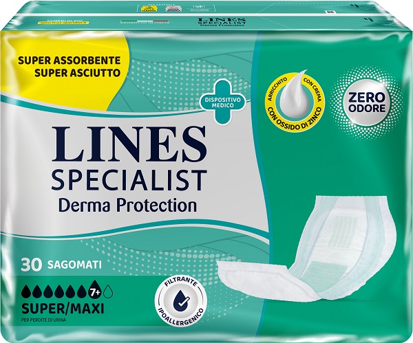 PANNOLONE PER INCONTINENZA LINES SPECIALIST DERMA SAGOMATO SUPER+ 30 PEZZI - Parafarmacia Mostacciano