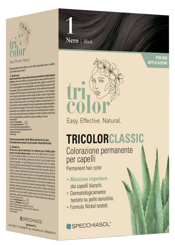 TRICOLOR CLASSIC 1 NERO 2 TUBI 50 ML + 2 SHAKER 50 ML + 4 BUSTINE 8 ML - Parafarmacia Mostacciano