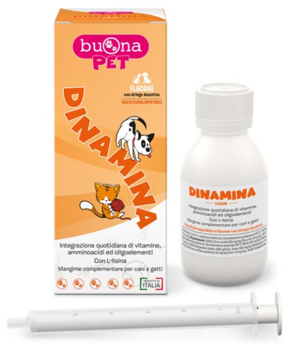 DINAMINA MANGIME COMPLEMENTARE CANI GATTI FLACONE CON SIRINGA DOSATRICE IN PASTA 60 G BUONAPET - Parafarmacia Mostacciano