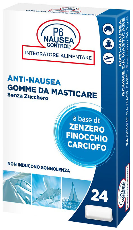 P6 NAUSEA CONTROL 24 GOMME DA MASTICARE SENZA ZUCCHERO - Parafarmacia Mostacciano