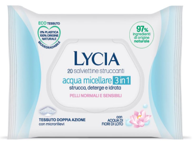 LYCIA SALVIETTINE STRUCCANTI ACQUA MICELLARE 3 IN 1 20 PEZZI - Parafarmacia Mostacciano