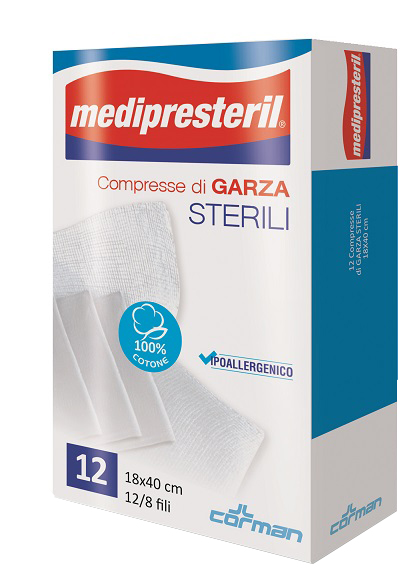 GARZA COMPRESSA MEDIPRESTERIL 12/8 FU 18X40CM 12 PEZZI - Parafarmacia Mostacciano